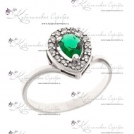 Кольцо "Капелька" с зеленым камнем 4909 