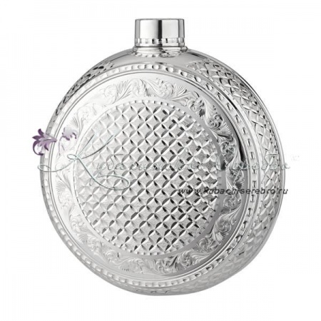 Фляга из серебра с огранкой 925 пробы на 360 мл, арт №6909 Фляга из серебра с огранкой 925 пробы на 360 мл