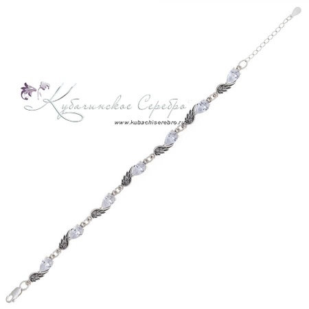 Браслет Крылья с белым камнем