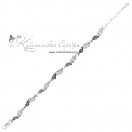 Браслет "Крылья" с белым камнем 8369/1