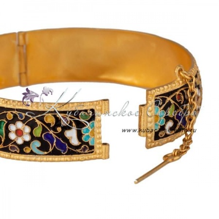 Серебряный браслет с эмалью и позолотой  Серебряный браслет с эмалью и позолотой Незабудка