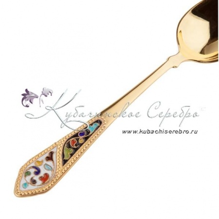 Ложка чайная с позолотой и горячей эмалью
