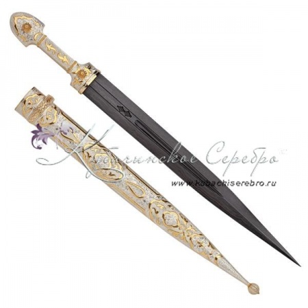 Позолоченный кинжал из серебра, 61 см 