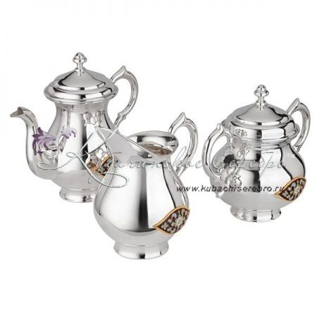 Чайный набор 925 пробы с горячей эмалью 