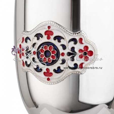 Стакан гладкий 999 пробы с эмалью на 260 мл  (Новинка)