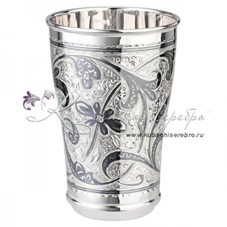 Серебряный стакан Цветочный на 290 мл