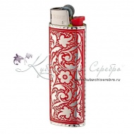 Футляр под зажигалку с холодной красной эмалью (Новинка) 2451