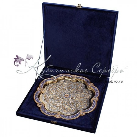 Поднос из серебра с горячей эмалью!