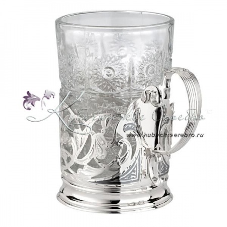 Подстаканник серебряный с литой ручкой, арт №8035  Подстаканник серебряный с литой ручкой