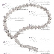 Серебряные чётки ажурные, 33 бусины 2437