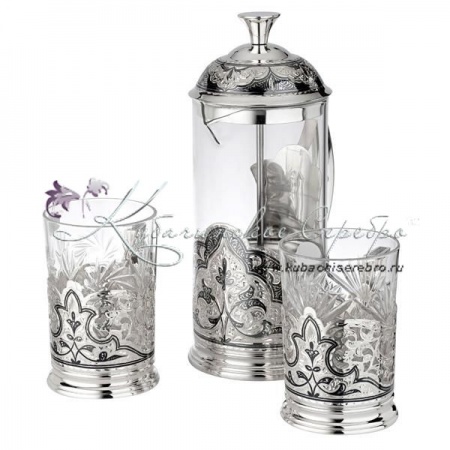 Чайный набор с чернением на 2 персоны , арт №7264  Чайный набор с чернением на 2 персоны