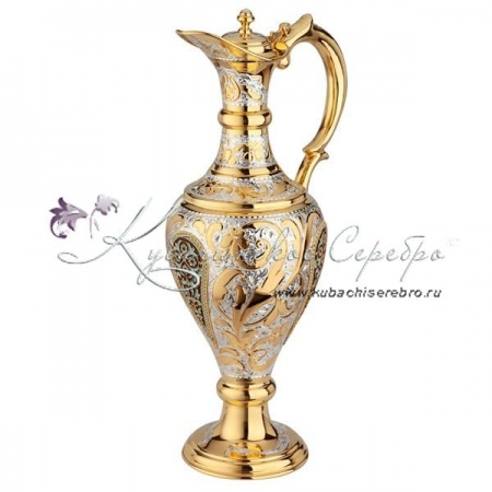 Кувшин с крышкой, с горячей эмалью и позолотой на 1060 мл , арт №2053  Кувшин с крышкой, с горячей эмалью и позолотой на 1060 мл