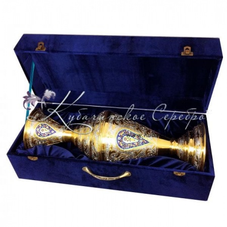 Ваза  с позолотой  и горячей эмалью , арт №4063 Ваза  с позолотой  и горячей эмалью