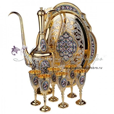 Сервиз винный с позолотой и горячей эмалью!, арт №7057 Сервиз винный с позолотой и горячей эмалью!