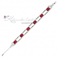 Браслет с бордовым гранатом 3318/4