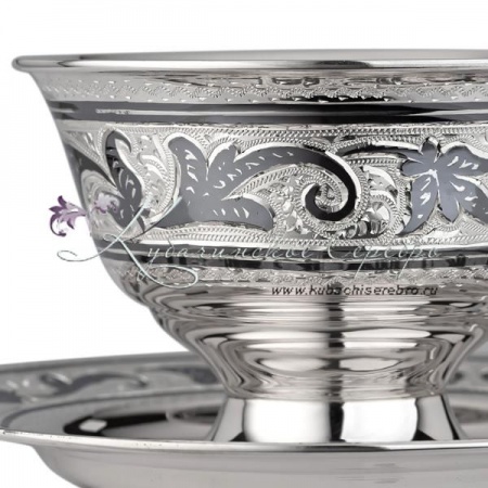 Серебряная чайная пара серия «Кубачи» на 160 мл