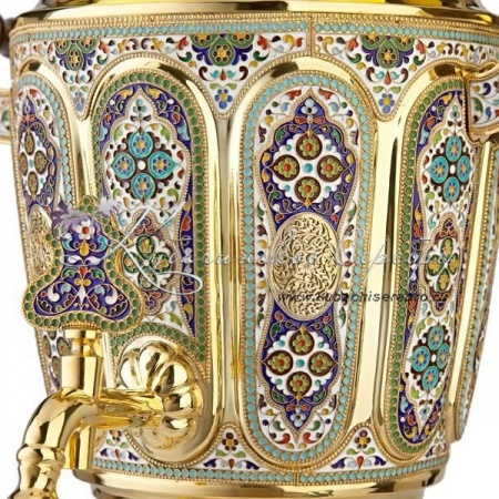 Самовар из серебра с горячей эмалью на 6 л