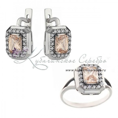 Комплект из серебра квадратный 