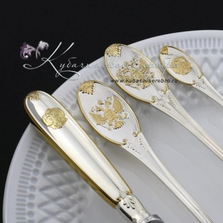 Набор столовых приборов с позолотой Единство, 24 предмета