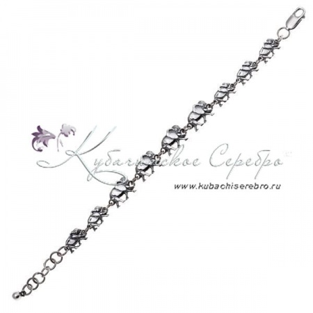 Серебряный браслет Слоники
