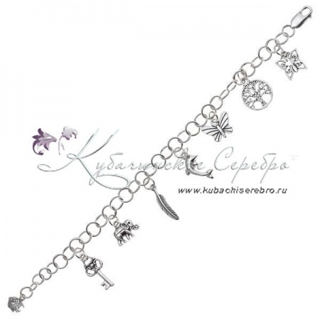 Серебряный браслет с миниатюрными украшениями