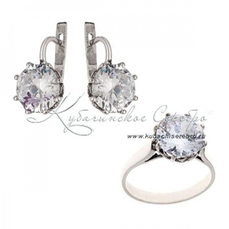Комплект серебряный с цирконом, арт №8285 Комплект серебряный с цирконом