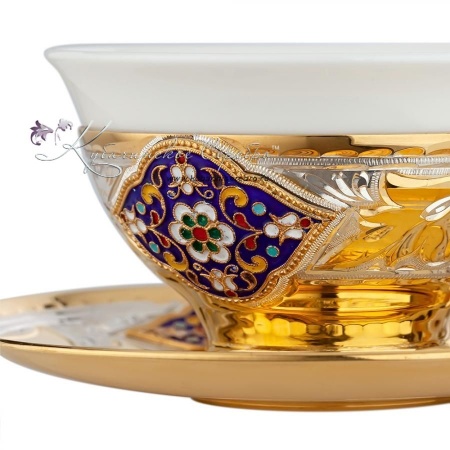 Чайная пара с эмалью и керамической вставкой на 130 мл 