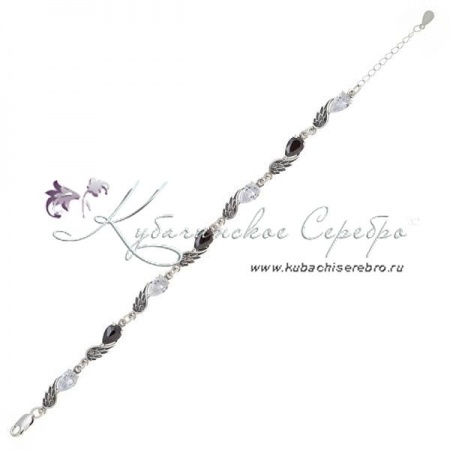 Браслет из серебра День и ночь с камнями