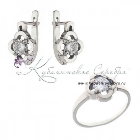 Комплект серебряный с цирконом