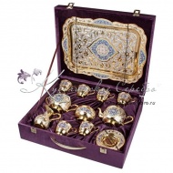 Сервиз чайный с позолотой и горячей эмалью, арт №7055