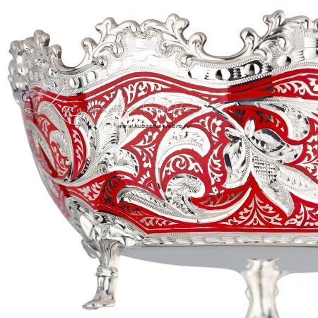 Конфетница серия Жасмин с красной холодной эмалью (Новинка)