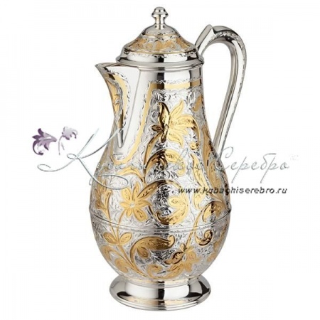 Кувшин из серебра 999 пробы с позолотой на 2700 мл , арт №2594 Кувшин из серебра 999 пробы с позолотой на 2700 мл