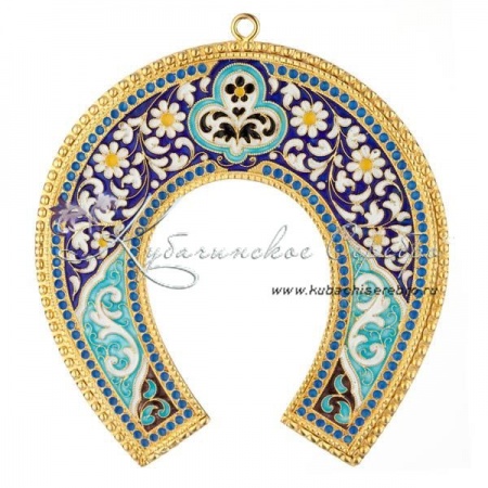 Подкова с позолотой и горячей эмалью 