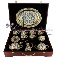 Сервиз чайный с позолотой и круговой горячей эмалью , арт №8224