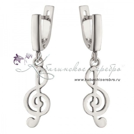 Серебряные серьги музыкальные «Ноты»