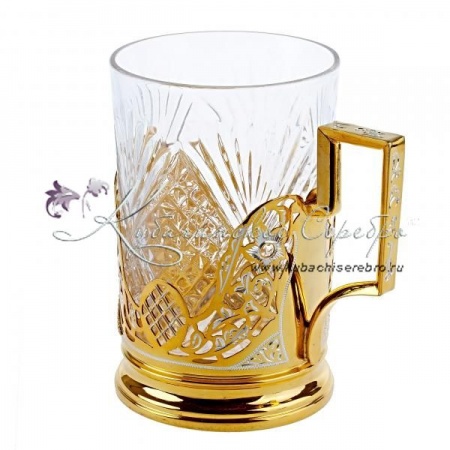Подстаканник с позолотой и горячей эмалью