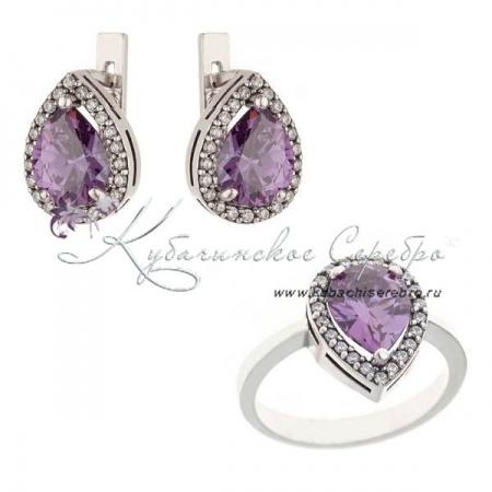 Комплект серебряный  Комплект серебряный Капелька