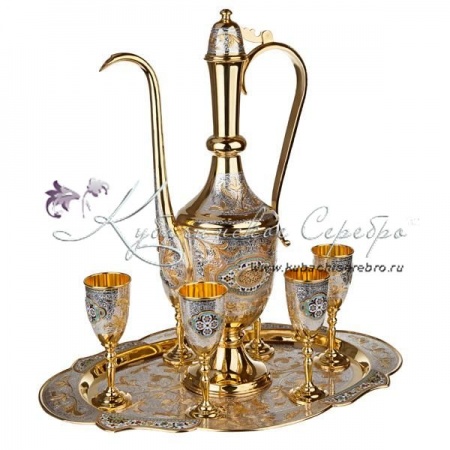 Сервиз винный с позолотой и эмалью!