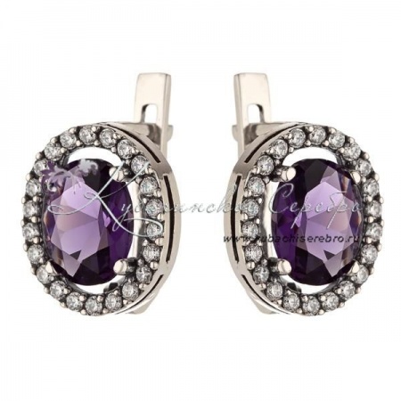 Серьги серебряные с аметистом