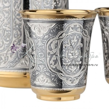 Серебряный набор в музейном исполнении, с позолотой!, арт №6908 Серебряный набор в музейном исполнении, с позолотой!