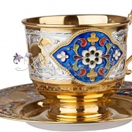 Набор чайных пар с эмалью серия