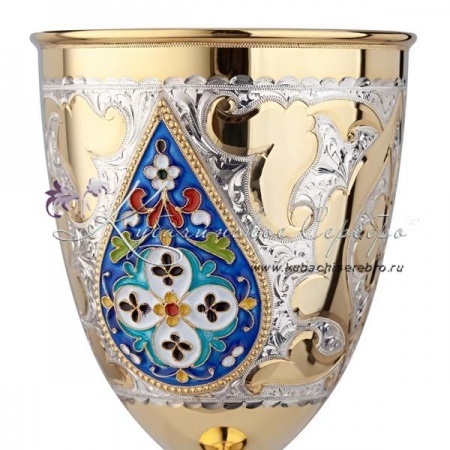 Бокал с позолотой и цветной горячей эмалью на 300 мл 