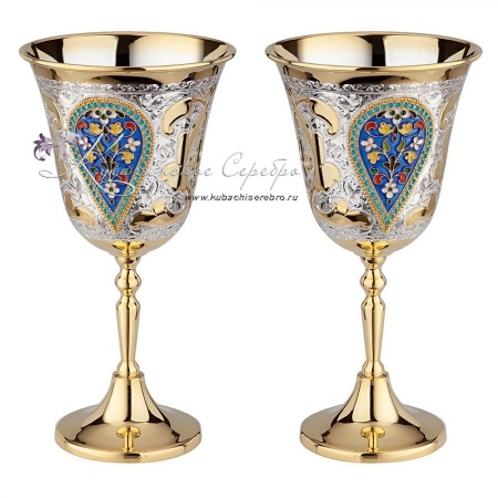 Фужеры Царские с позолотой и горячей эмалью на 300 мл