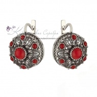 Серьги серебряные с кораллом 8533 