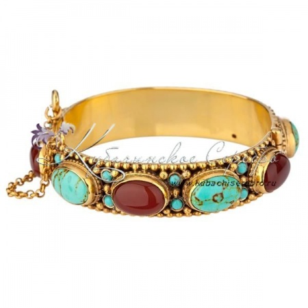 Серебряный браслет с позолотой Нефертити