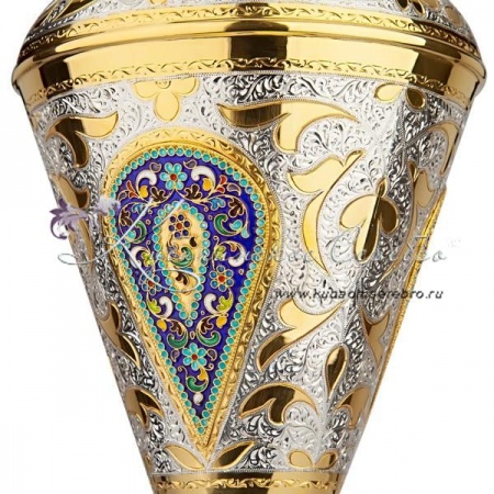 Ваза  с позолотой  и горячей эмалью , арт №4063 Ваза  с позолотой  и горячей эмалью
