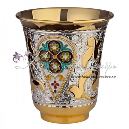 Позолоченный стакан с горячей эмалью на 170 мл , арт №6129 Позолоченный стакан с горячей эмалью на 170 мл
