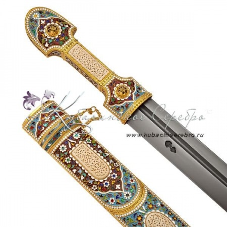 Кинжал с позолотой и горячей эмалью, 76 см , арт №5076 Кинжал с позолотой и горячей эмалью, 76 см