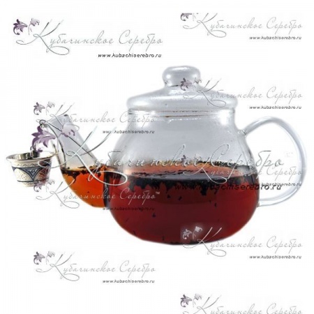 Серебряное сито для чая с чернением «Кубачи», арт №1602 Серебряное сито для чая с чернением «Кубачи»