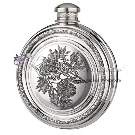 Фляга с двухсторонней гравировкой  Фляга с двухсторонней гравировкой Птицы на 140 мл